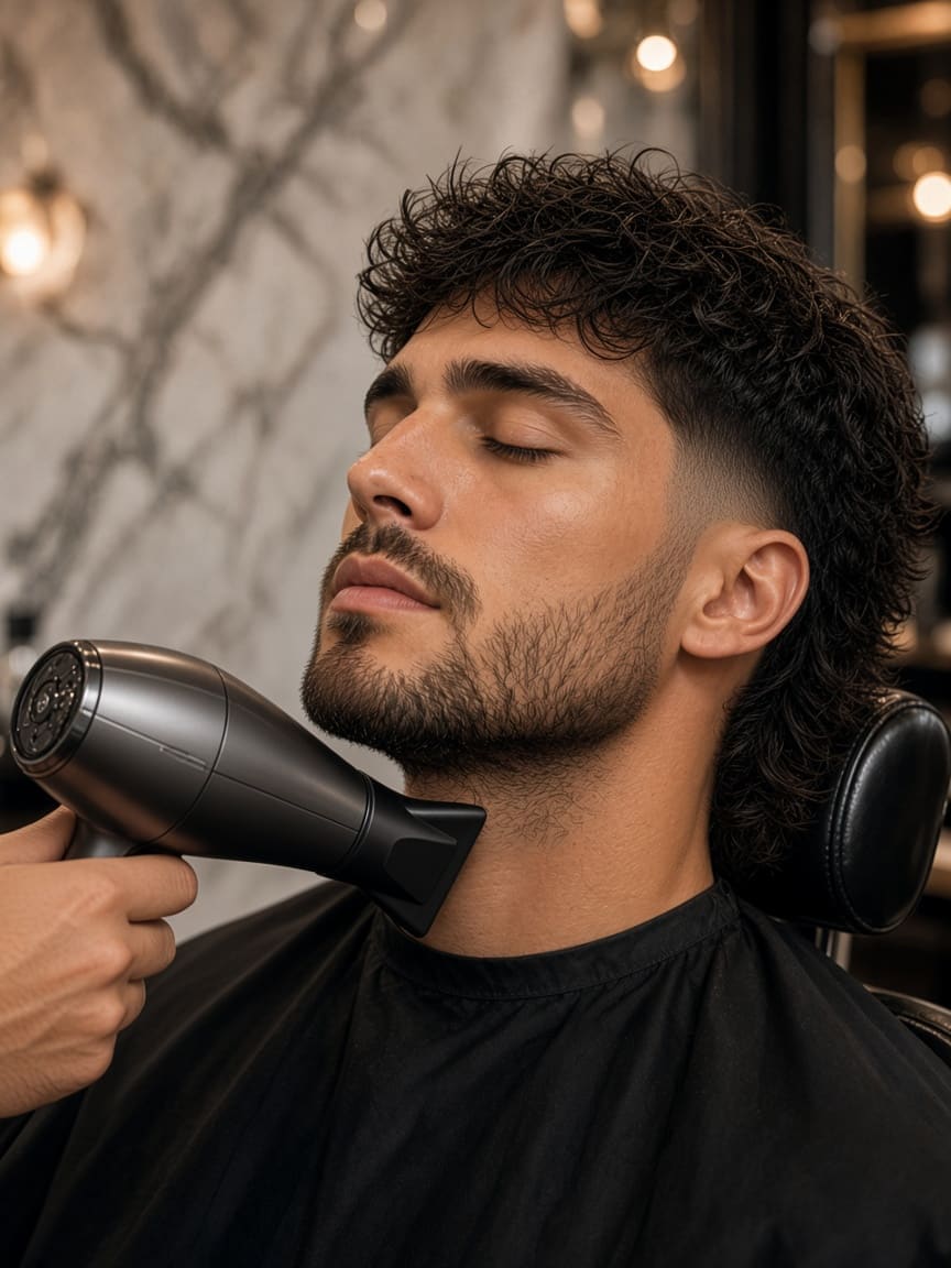 Acconciatura — piega e styling con phon, mullet contemporaneo Felice Polese